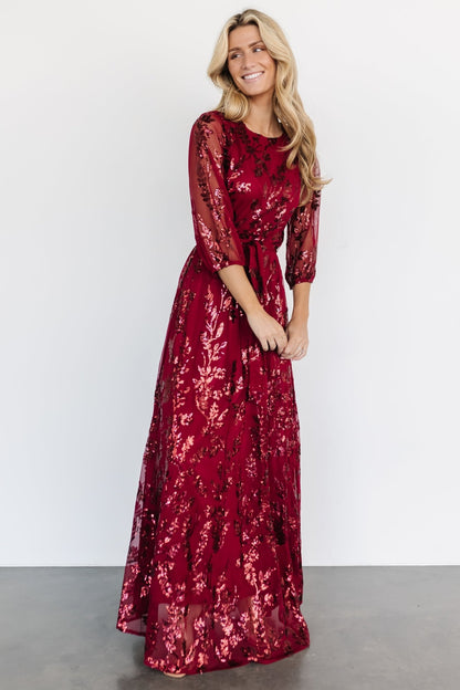 Destiny Sequin Maxi Dress | Wine - Baltic Born