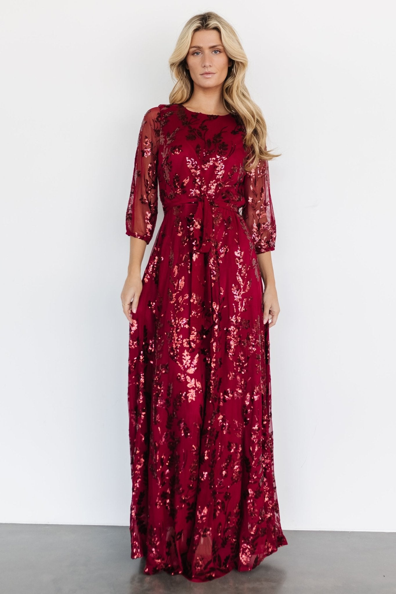 Destiny Sequin Maxi Dress | Wine - Baltic Born