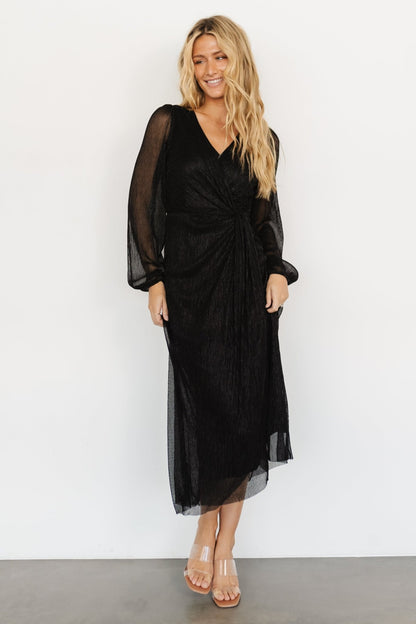 Devlyn Pleated Dress | Black Shimmer - Baltic Born