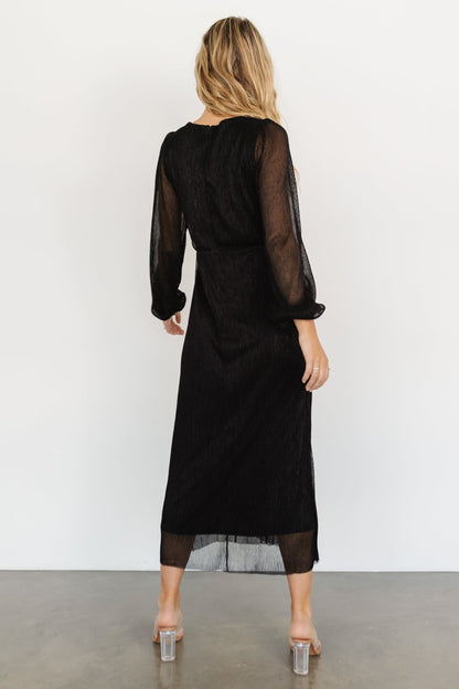 Devlyn Pleated Dress | Black Shimmer - Baltic Born