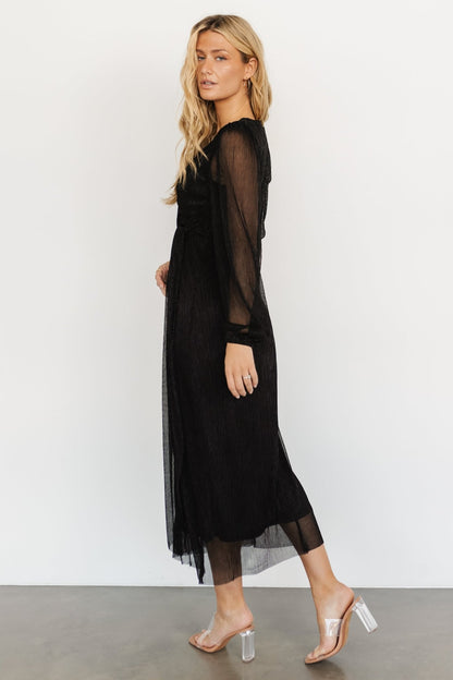 Devlyn Pleated Dress | Black Shimmer - Baltic Born