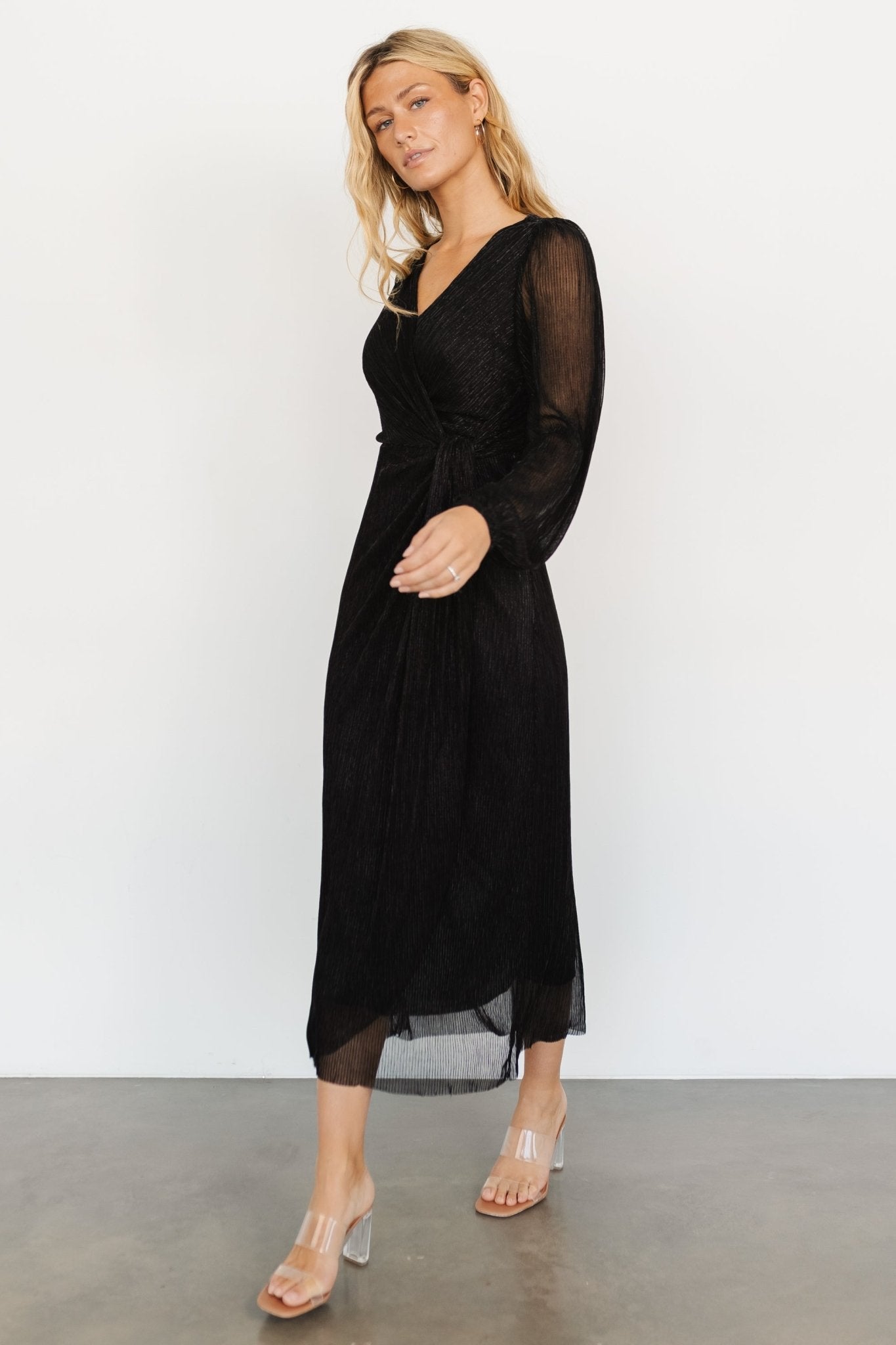 Devlyn Pleated Dress | Black Shimmer - Baltic Born