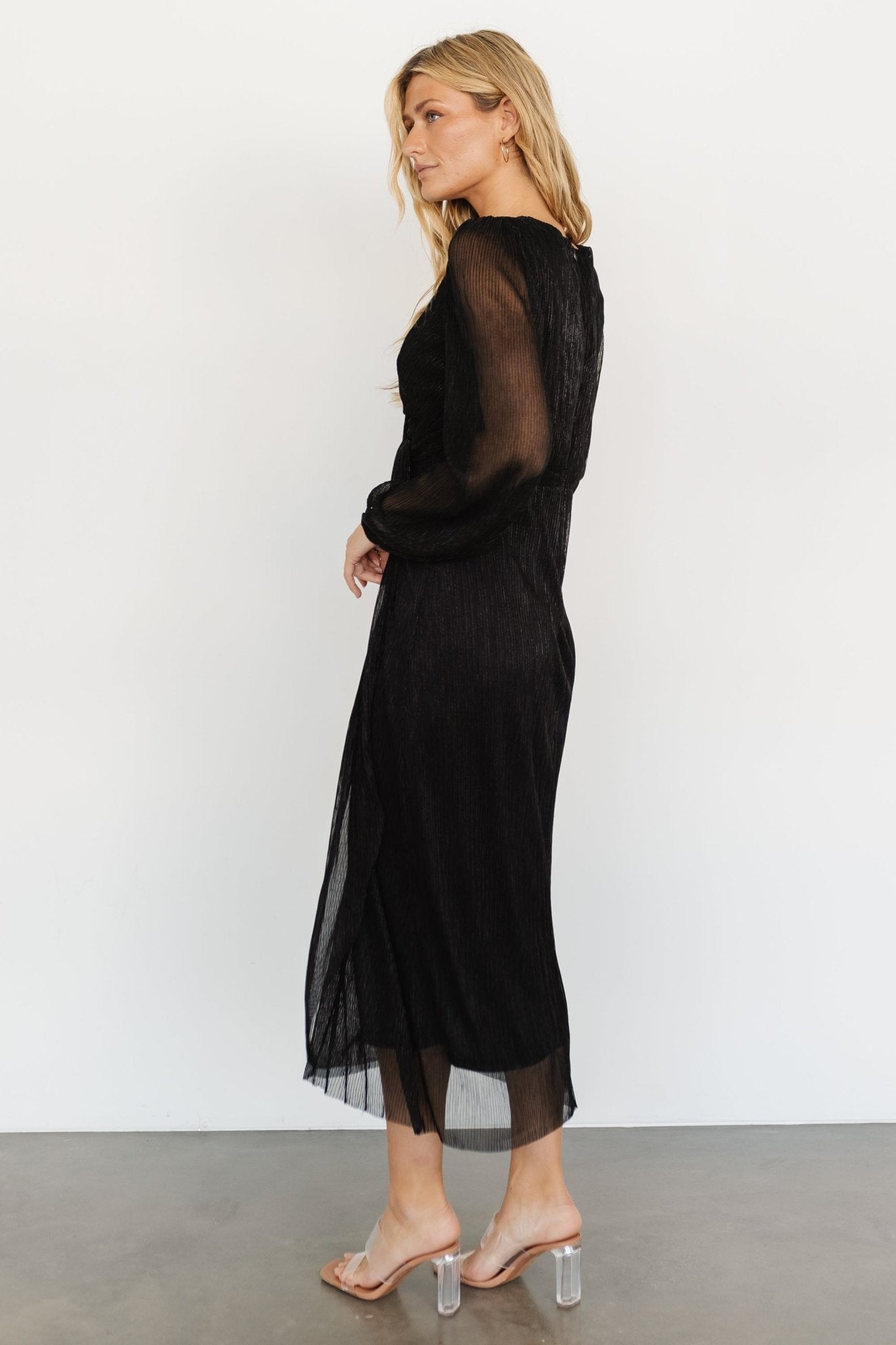 Devlyn Pleated Dress | Black Shimmer - Baltic Born