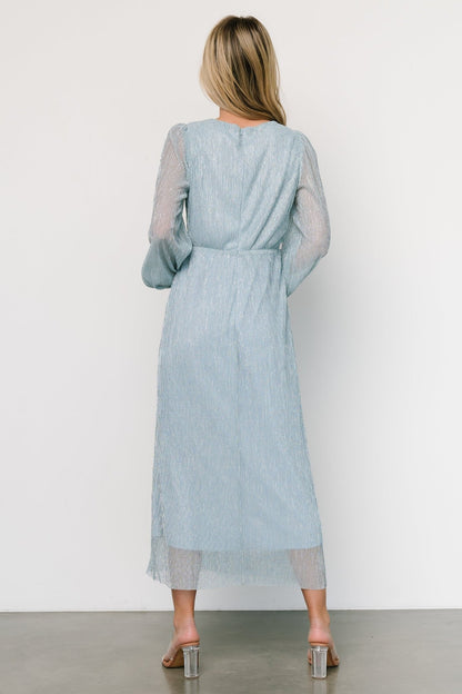 Devlyn Pleated Dress | Dusty Blue Shimmer - Baltic Born