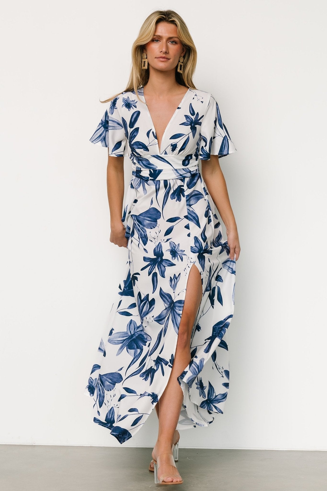 Dina Maxi Dress | White + Blue Floral - Baltic Born