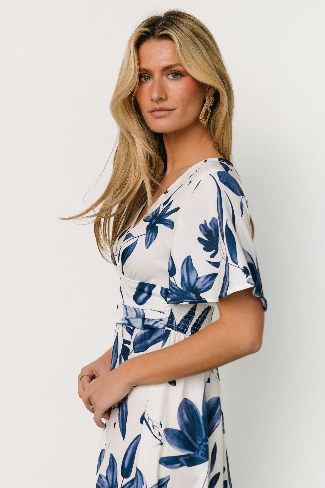 Dina Maxi Dress | White + Blue Floral - Baltic Born