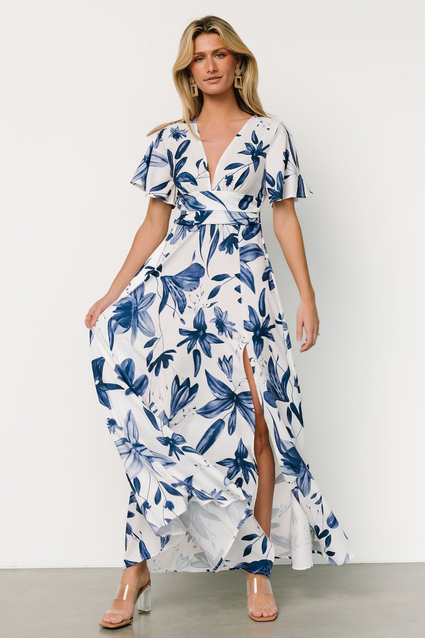 Dina Maxi Dress | White + Blue Floral - Baltic Born