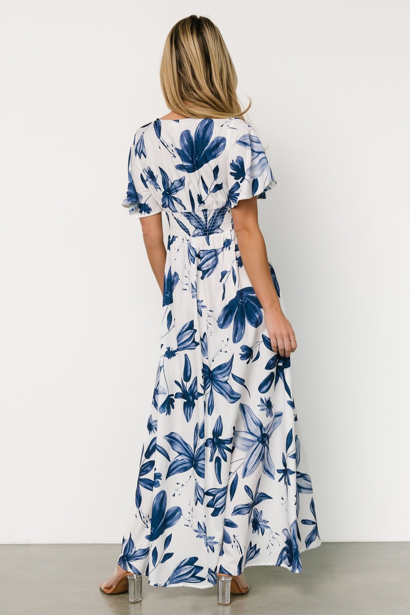 Dina Maxi Dress | White + Blue Floral - Baltic Born