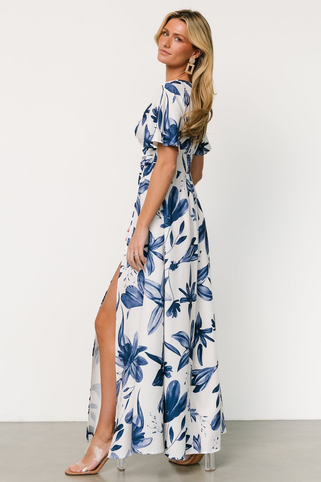 Dina Maxi Dress | White + Blue Floral - Baltic Born