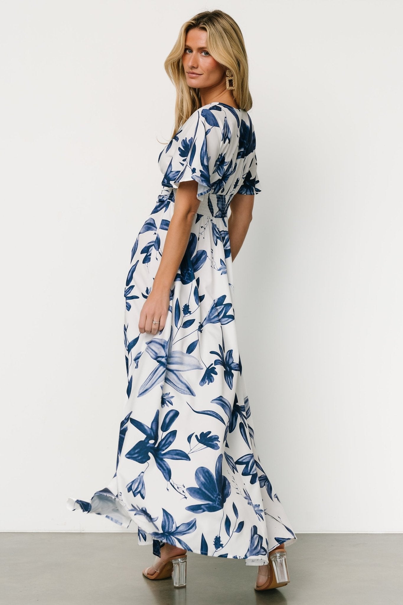 Dina Maxi Dress | White + Blue Floral - Baltic Born