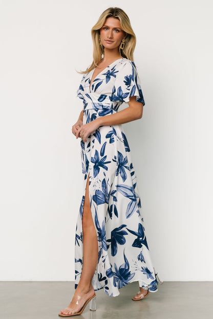 Dina Maxi Dress | White + Blue Floral - Baltic Born