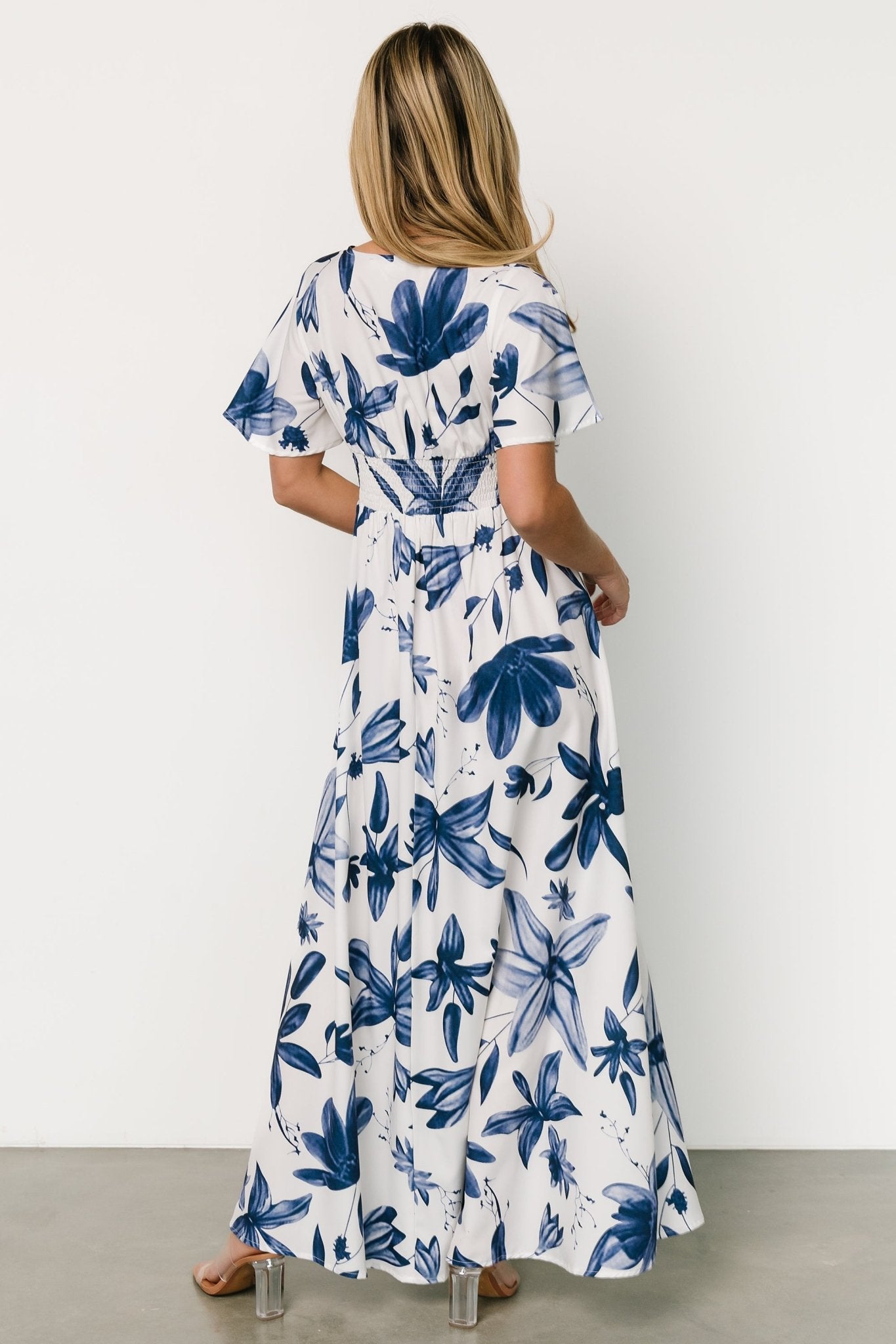 Dina Maxi Dress | White + Blue Floral - Baltic Born