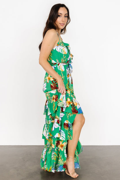 Dolores Ruffle Maxi Dress | Green Multi - Baltic Born