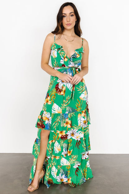 Dolores Ruffle Maxi Dress | Green Multi - Baltic Born