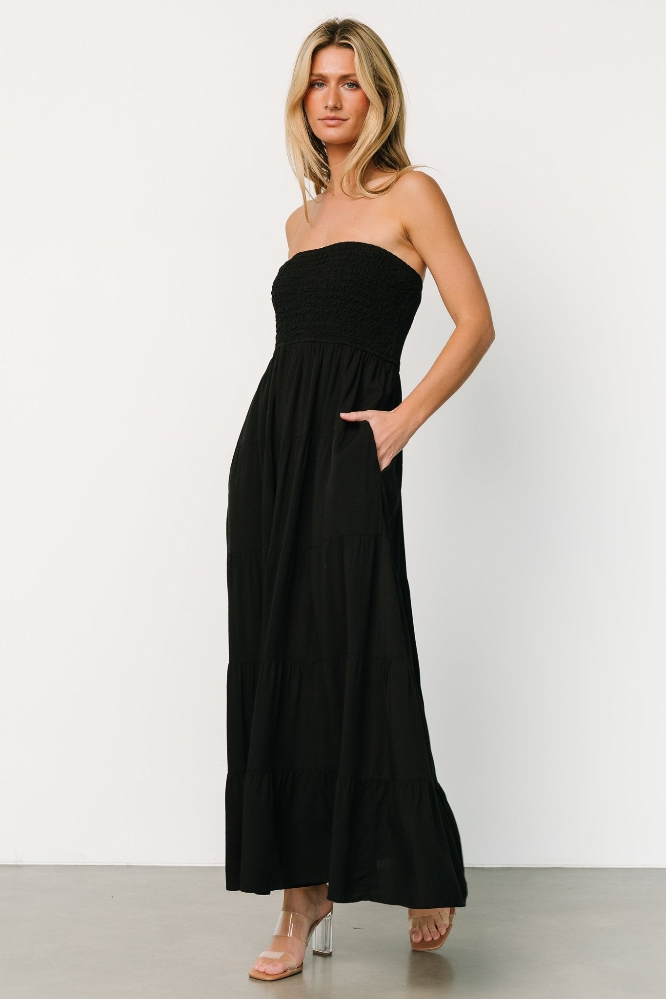 Domenica Strapless Maxi Dress | Black - Baltic Born