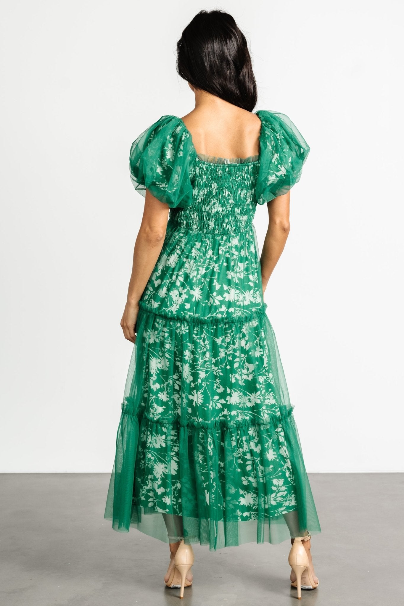 Doria Tulle Floral Maxi Dress | Green - Baltic Born