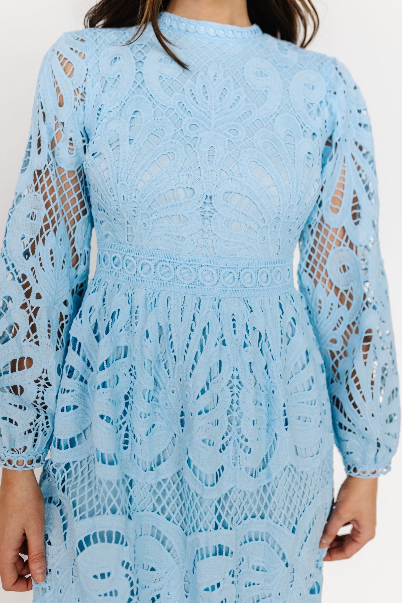 Eldora Lace Midi Dress | Light Blue - Baltic Born