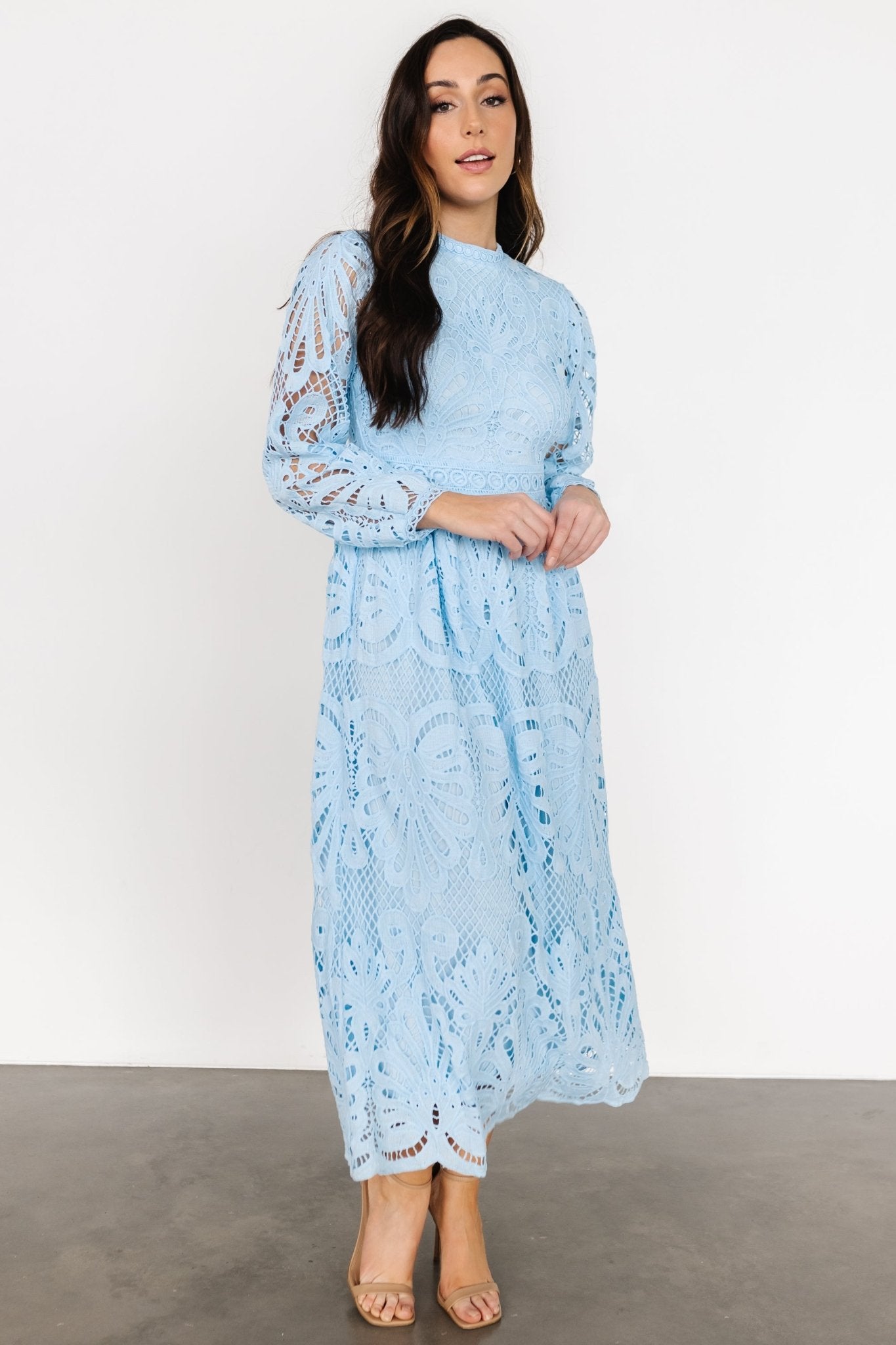 Eldora Lace Midi Dress | Light Blue - Baltic Born