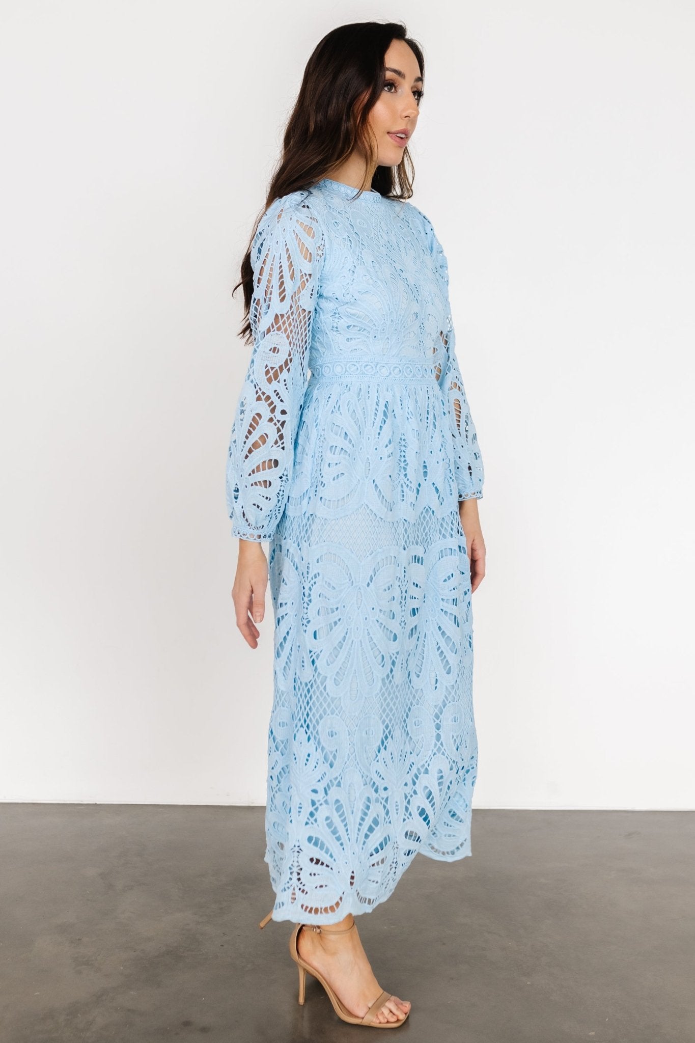 Eldora Lace Midi Dress | Light Blue - Baltic Born