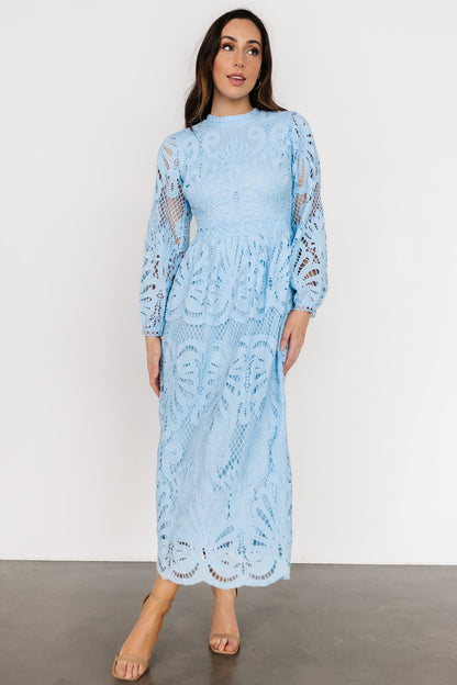 Eldora Lace Midi Dress | Light Blue - Baltic Born