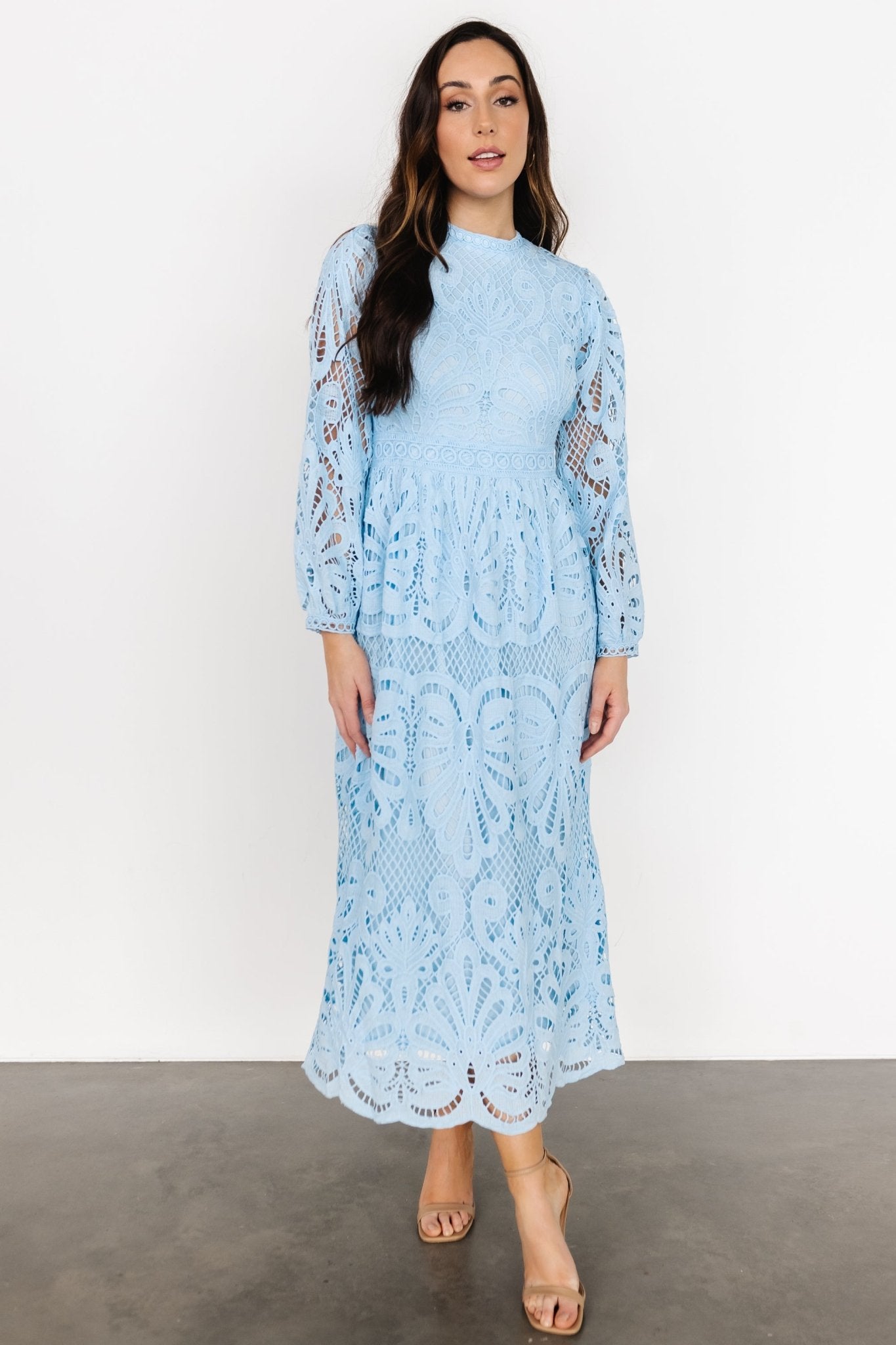 Eldora Lace Midi Dress | Light Blue - Baltic Born