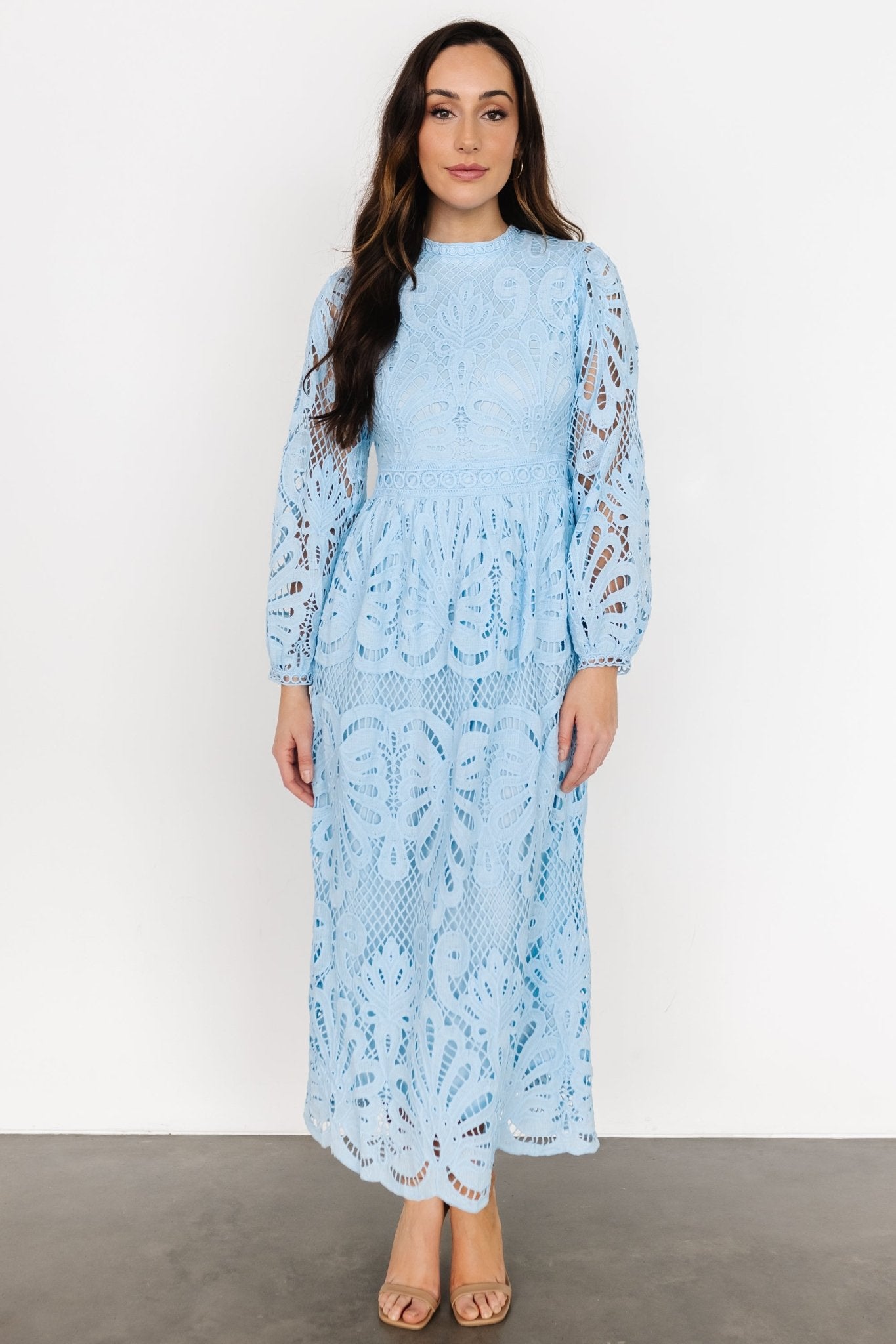 Eldora Lace Midi Dress | Light Blue - Baltic Born