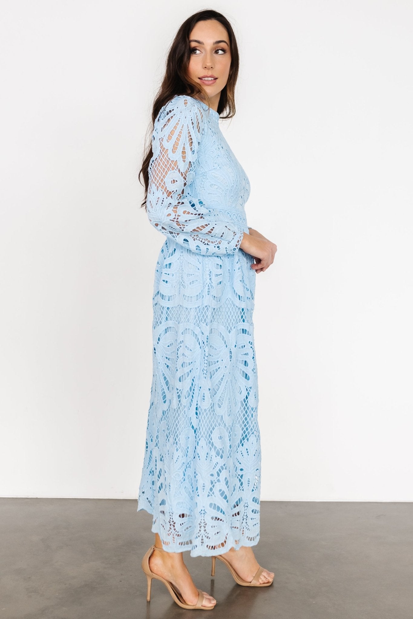 Eldora Lace Midi Dress | Light Blue - Baltic Born