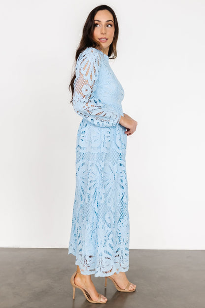 Eldora Lace Midi Dress | Light Blue - Baltic Born