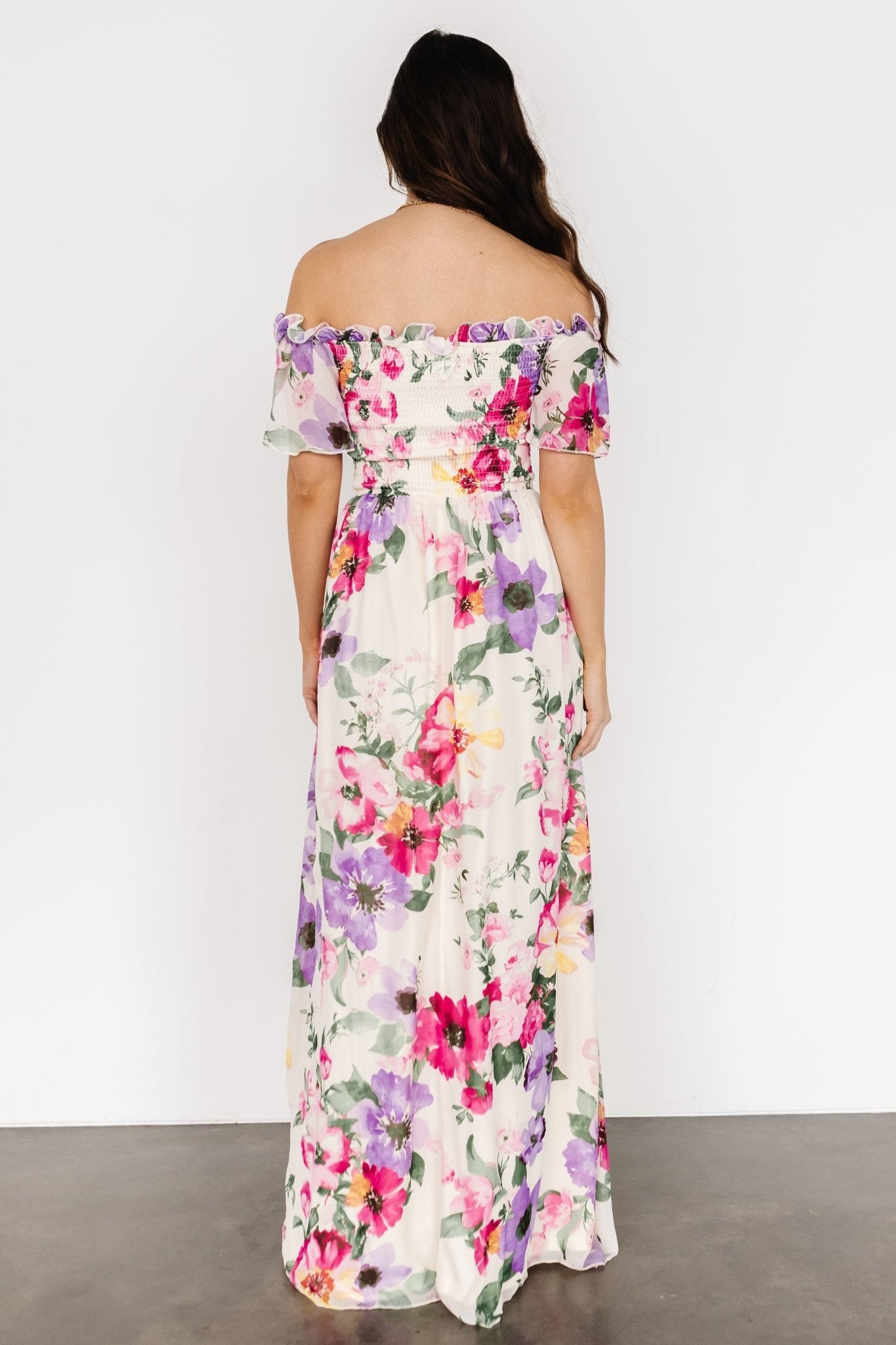 Elina Maxi Dress | Ivory + Pink Multi Floral - Baltic Born