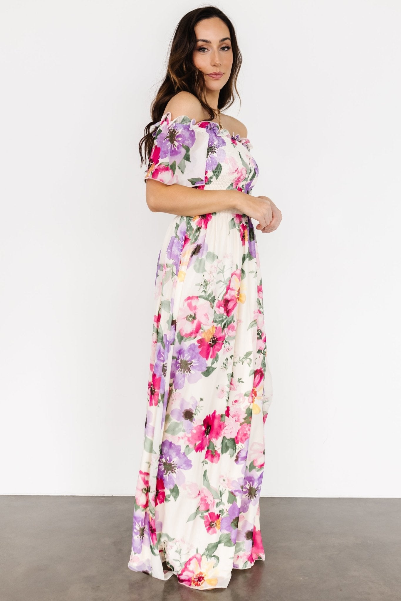 Elina Maxi Dress | Ivory + Pink Multi Floral - Baltic Born