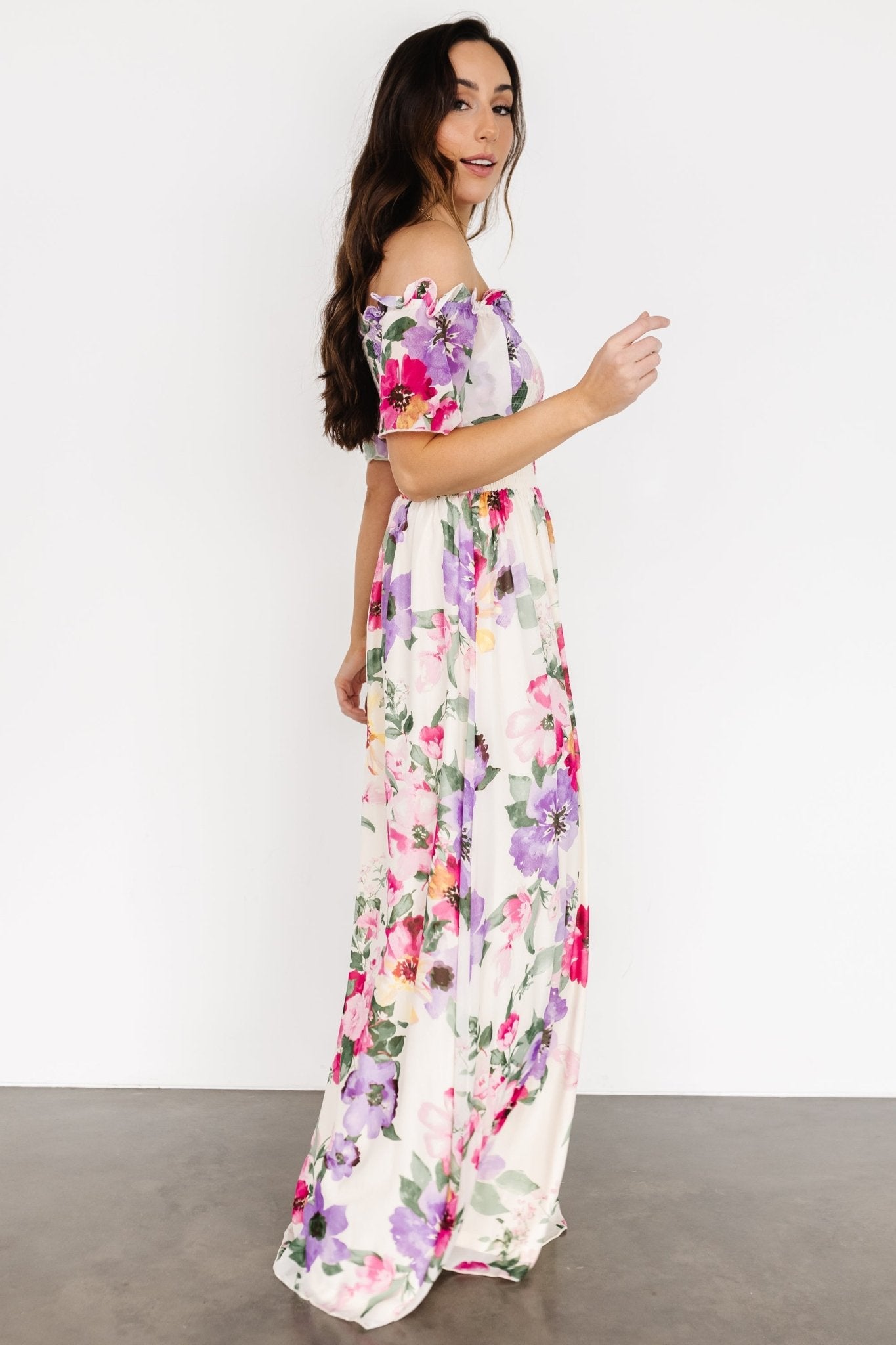 Elina Maxi Dress | Ivory + Pink Multi Floral - Baltic Born