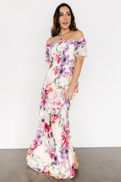 Elina Maxi Dress | Ivory + Pink Multi Floral - Baltic Born