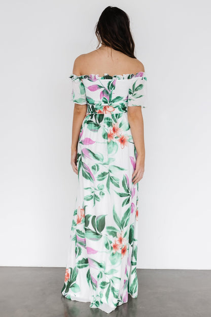 Elina Maxi Dress | White + Green Multi Floral - Baltic Born