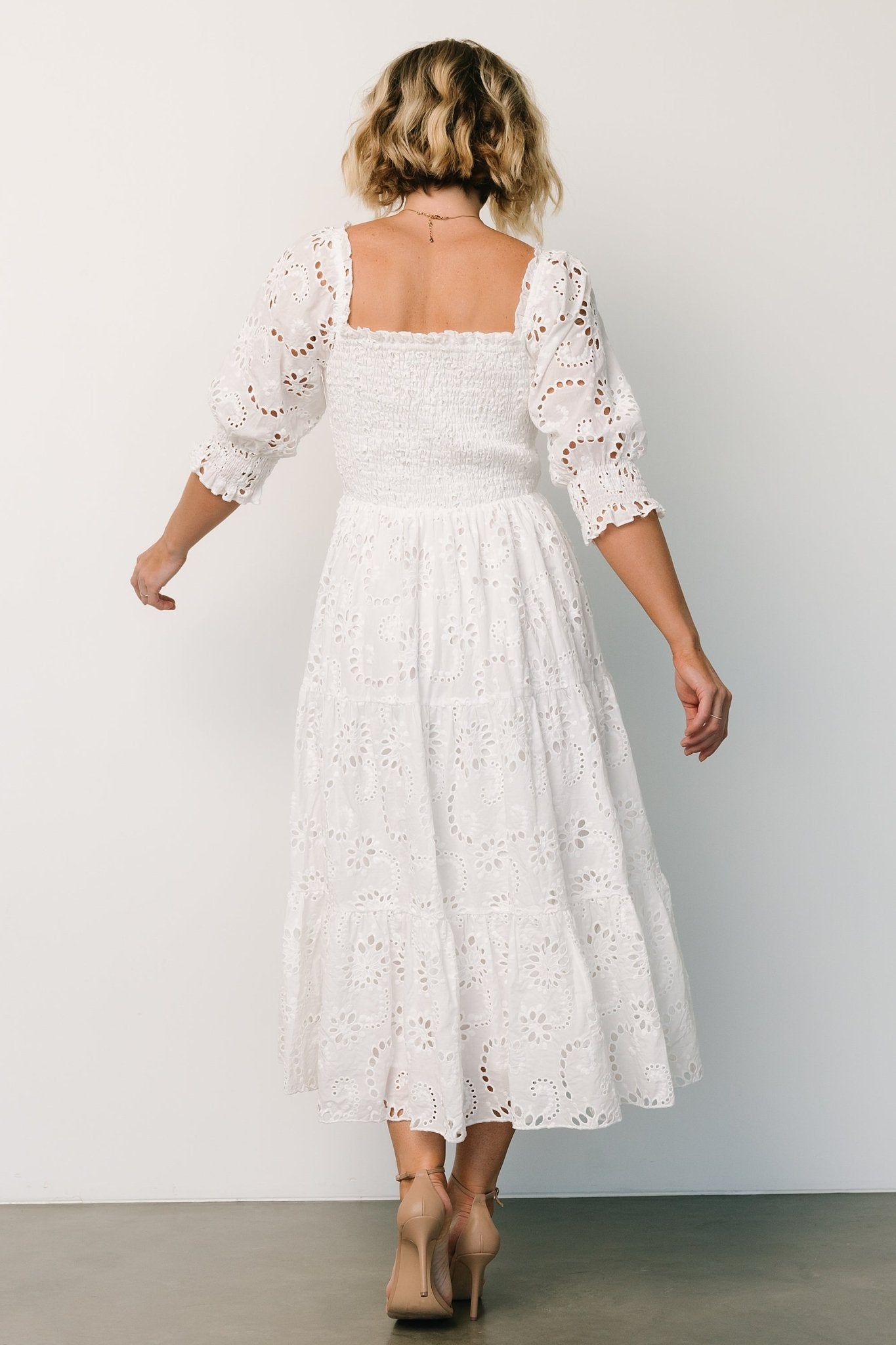 Ella Eyelet Midi Dress | White - Baltic Born