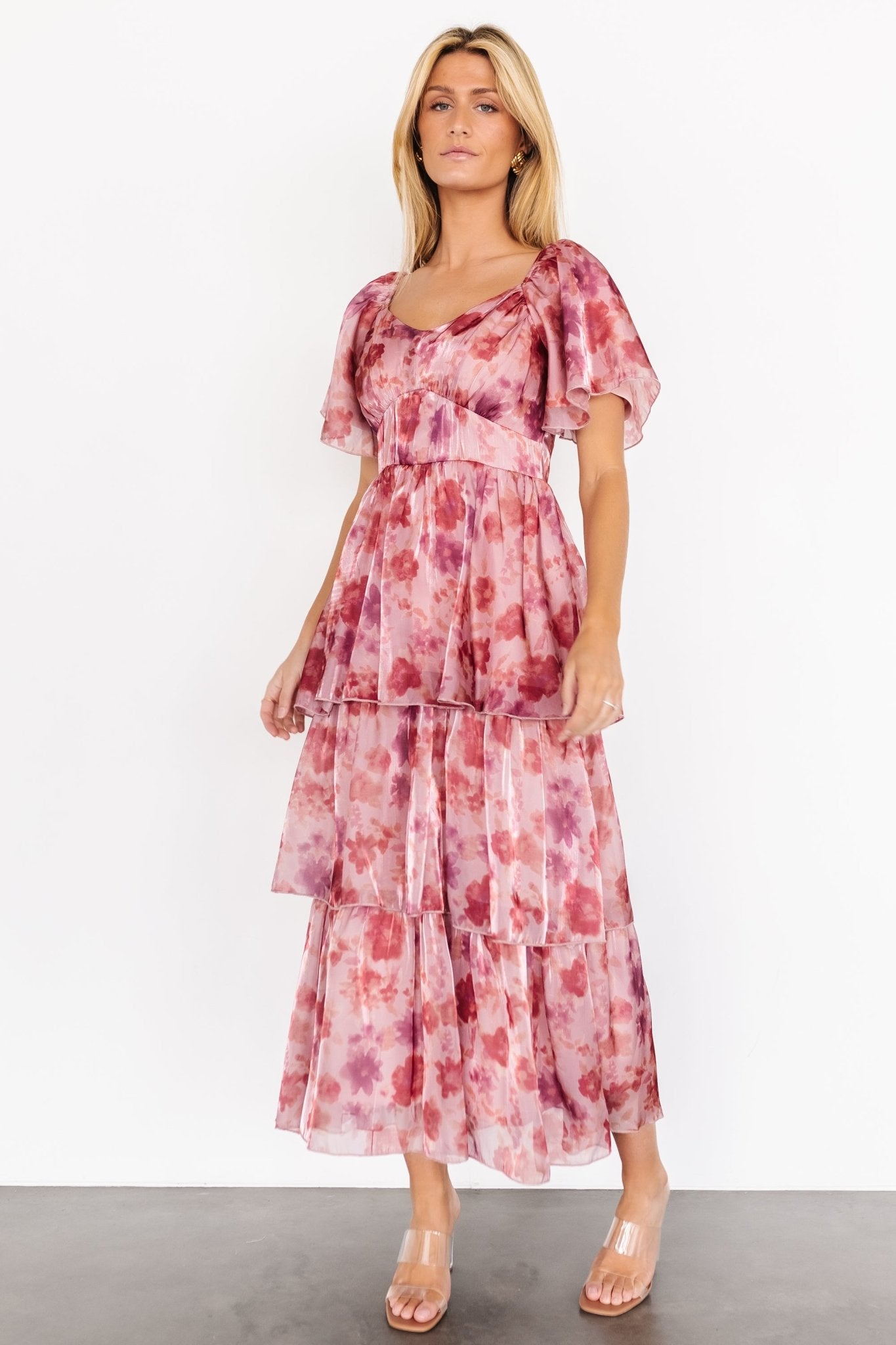 Emeline Tiered Maxi Dress | Mauve Multi - Baltic Born