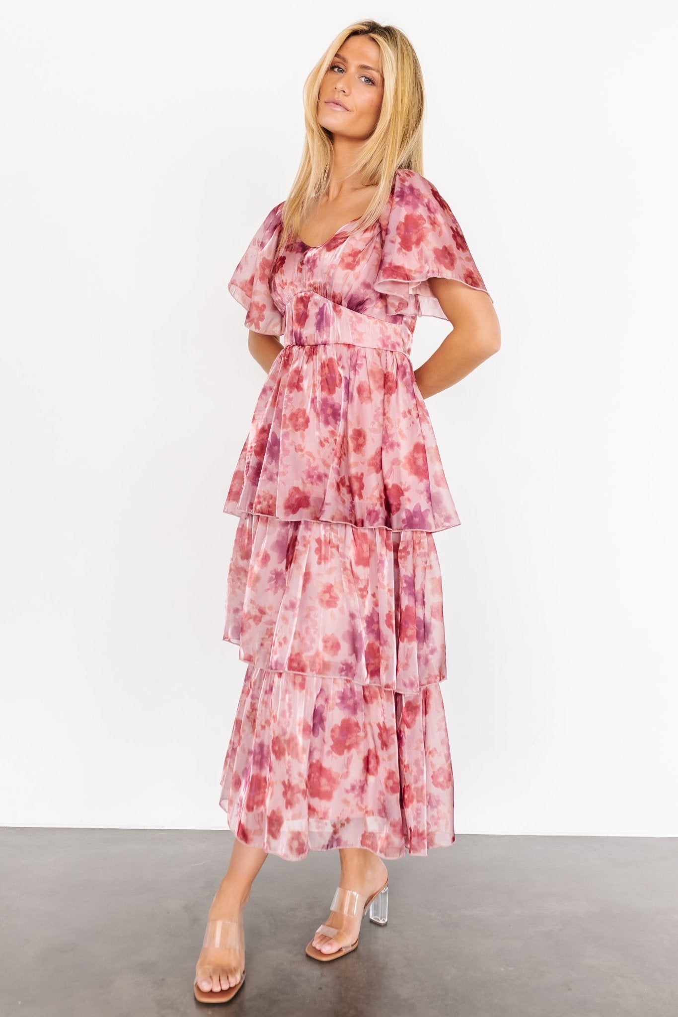 Emeline Tiered Maxi Dress | Mauve Multi - Baltic Born