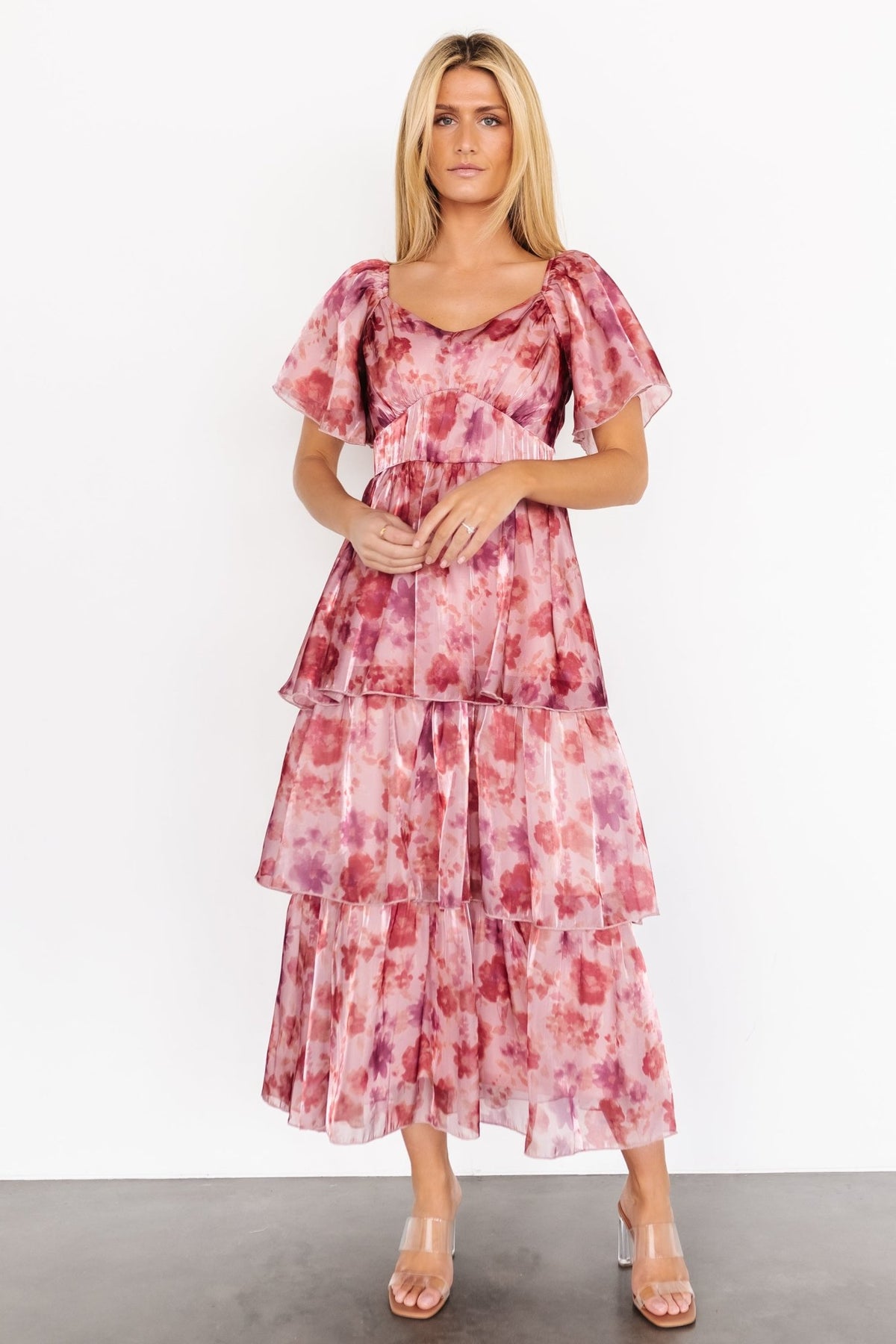 Emeline Tiered Maxi Dress | Mauve Multi