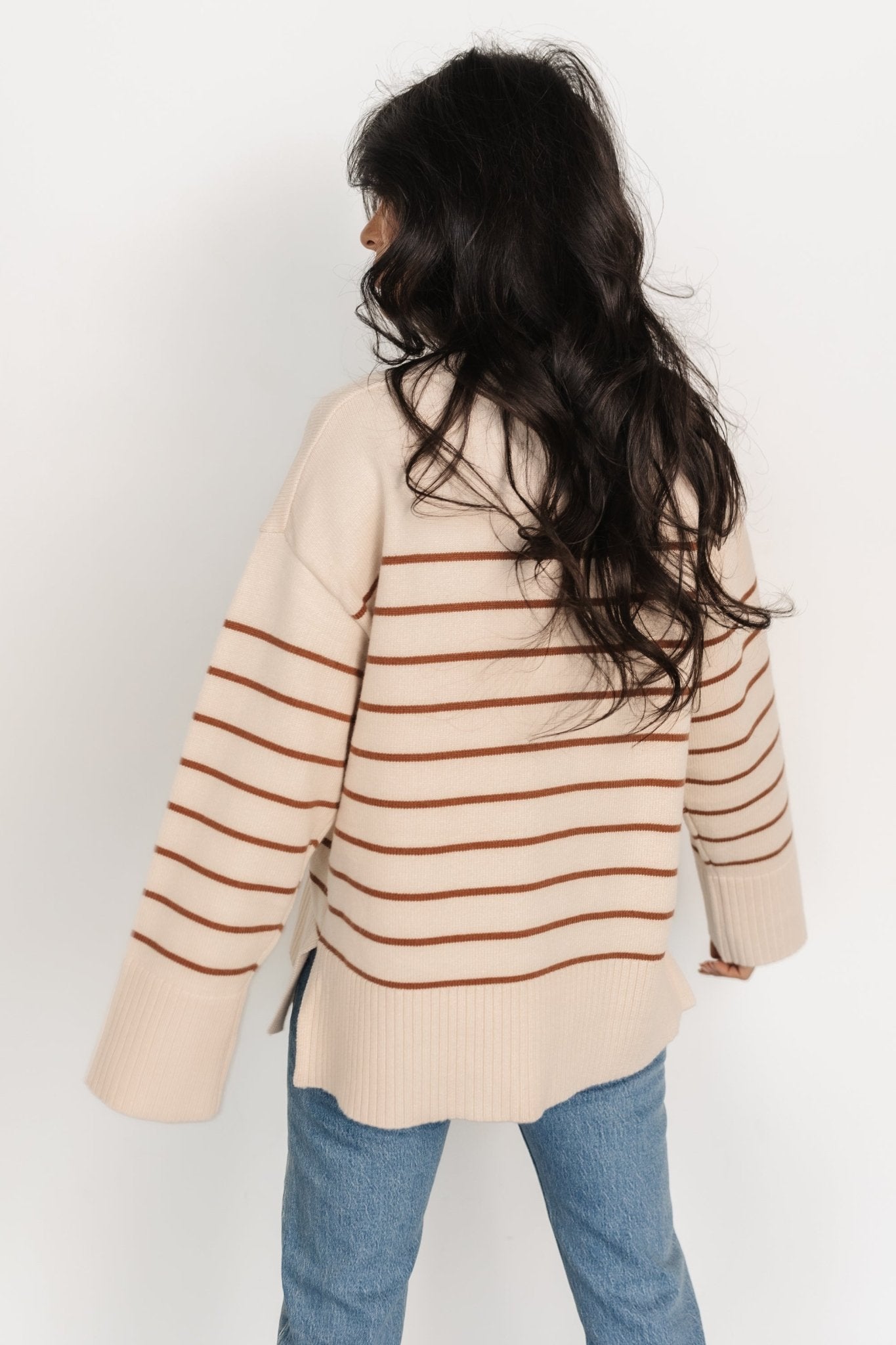 Emerson Stripe Knit Sweater | Beige + Camel - Baltic Born