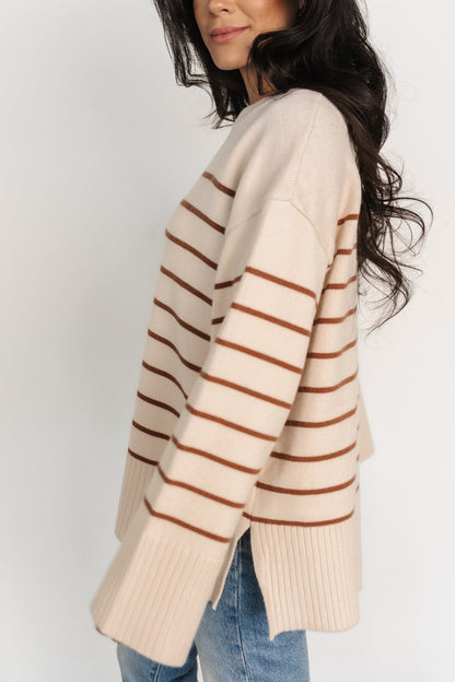 Emerson Stripe Knit Sweater | Beige + Camel - Baltic Born