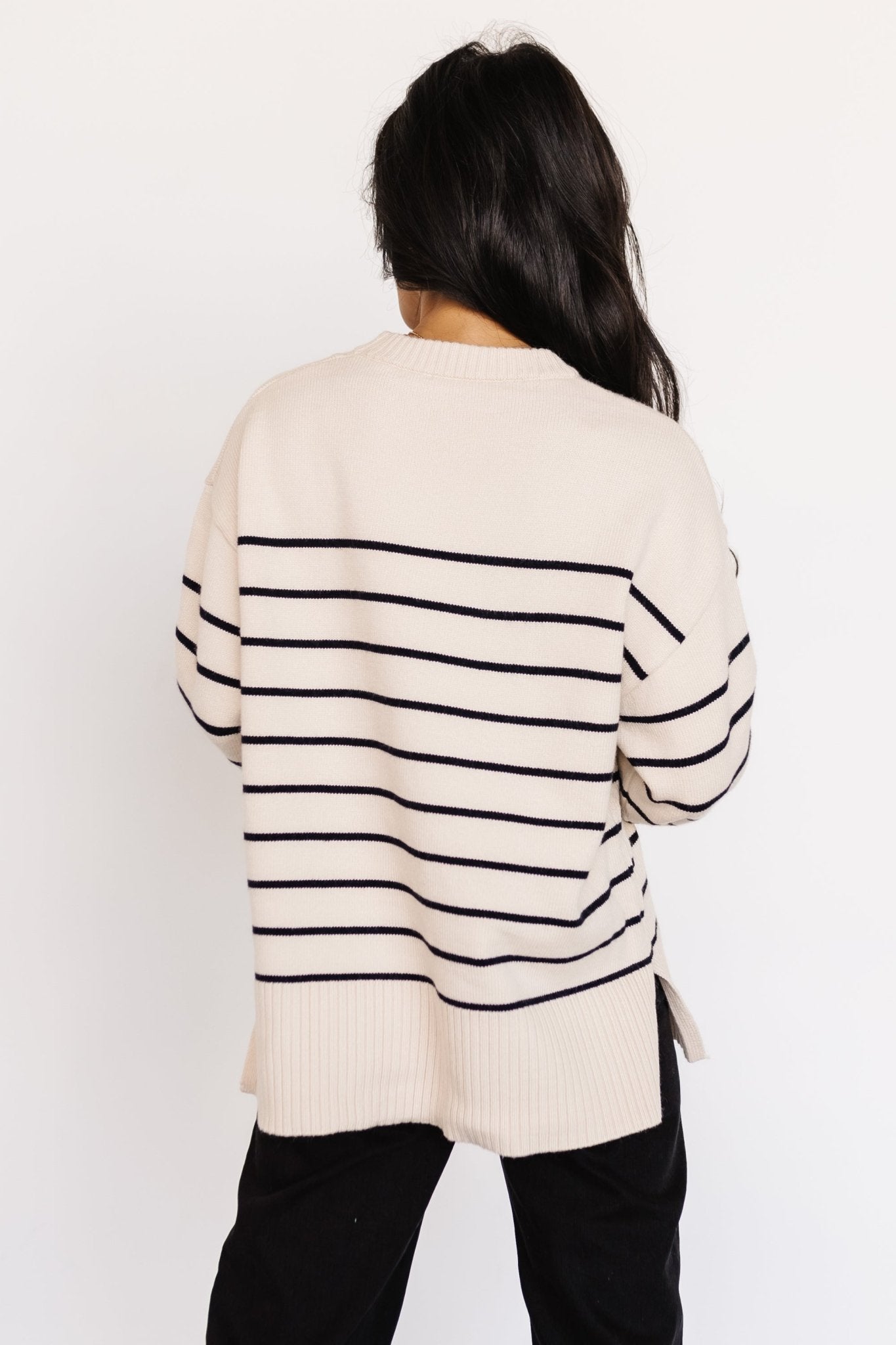 Emerson Stripe Knit Sweater | Ivory + Black - Baltic Born