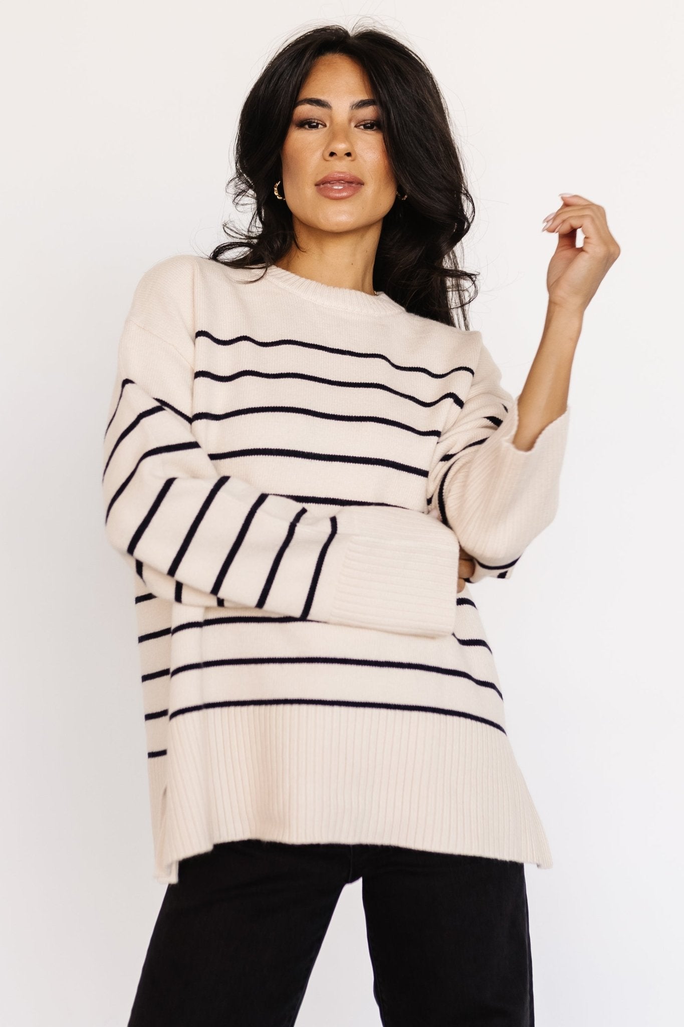 Emerson Stripe Knit Sweater | Ivory + Black - Baltic Born