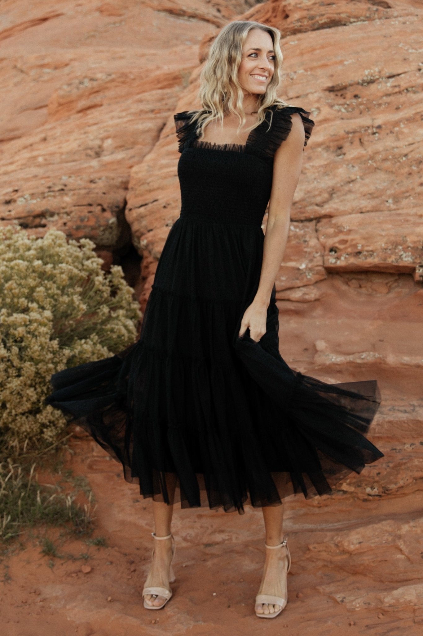 Emma Smocked Tulle Dress | Black - Baltic Born