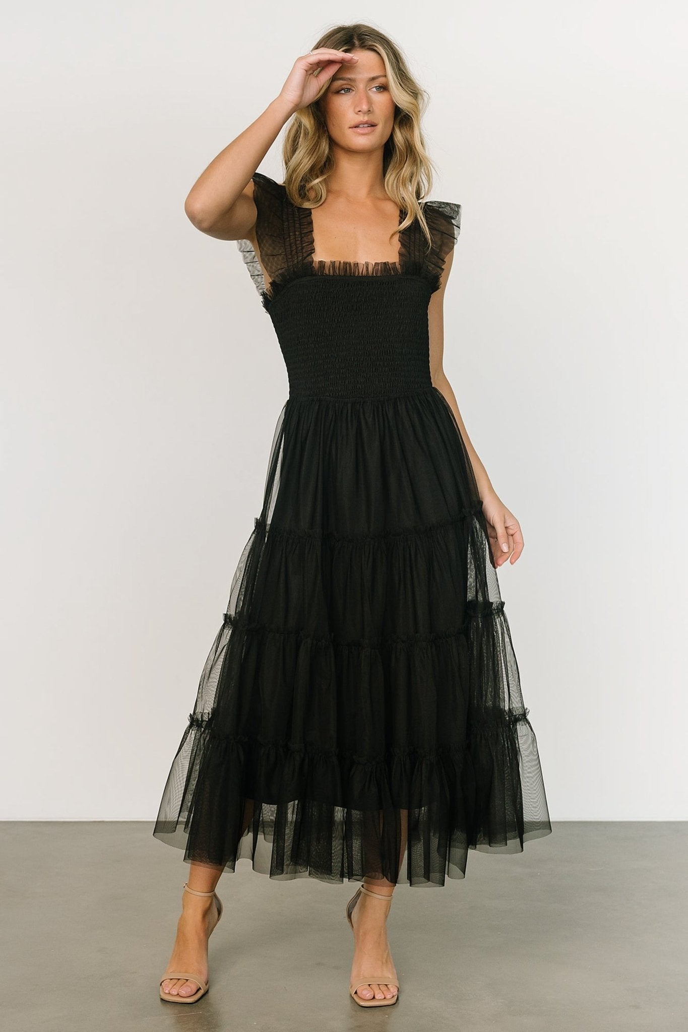 Emma Smocked Tulle Dress | Black - Baltic Born