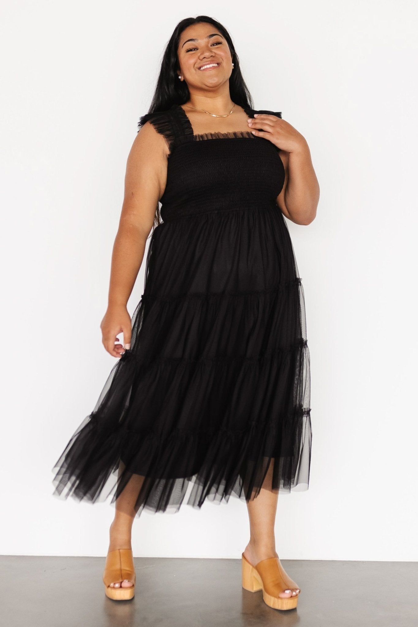 Emma Smocked Tulle Dress | Black - Baltic Born