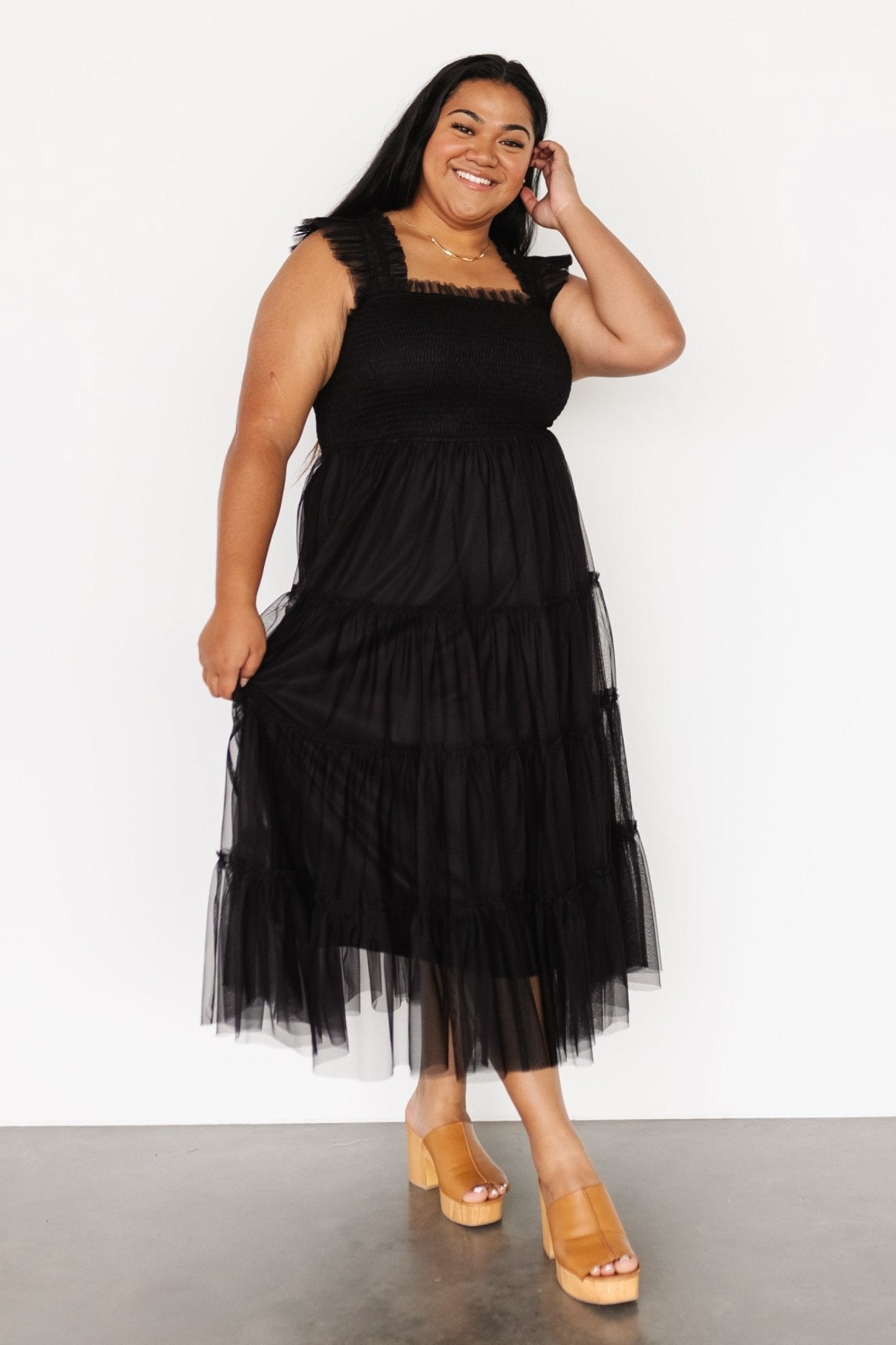 Emma Smocked Tulle Dress | Black - Baltic Born