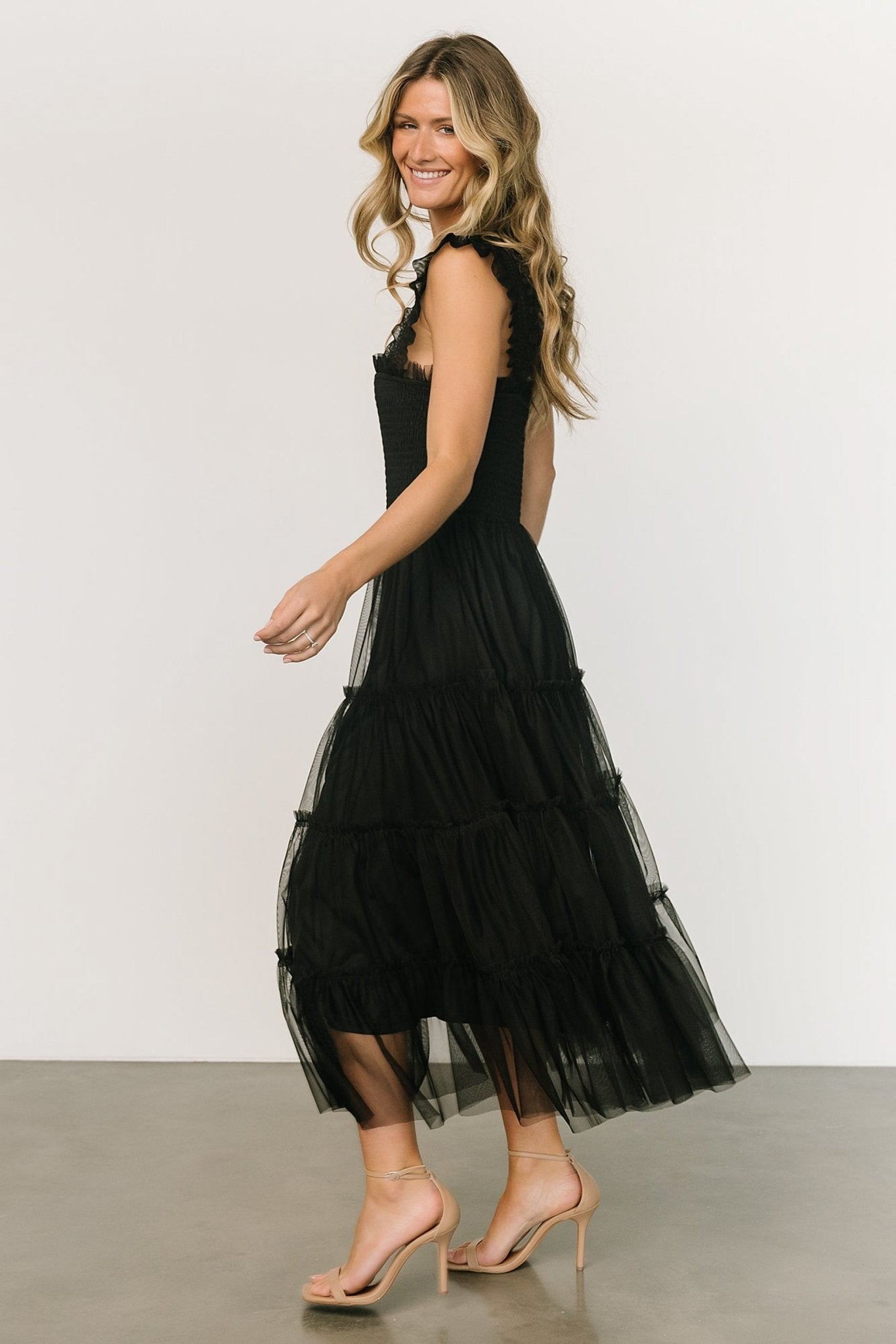 Emma Smocked Tulle Dress | Black - Baltic Born