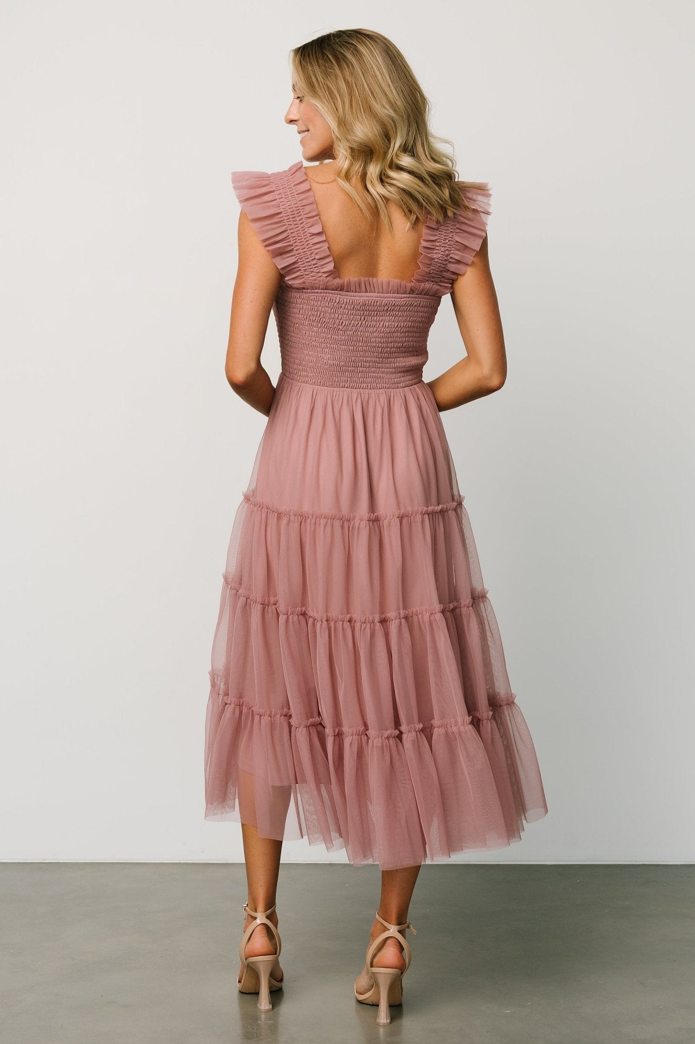 Emma Smocked Tulle Dress | Dusty Rose - Baltic Born