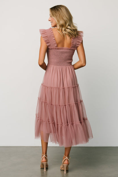 Emma Smocked Tulle Dress | Dusty Rose - Baltic Born