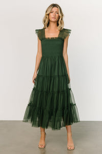 Emma Smocked Tulle Dress | Green | Baltic Born