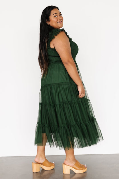 Emma Smocked Tulle Dress | Green - Baltic Born